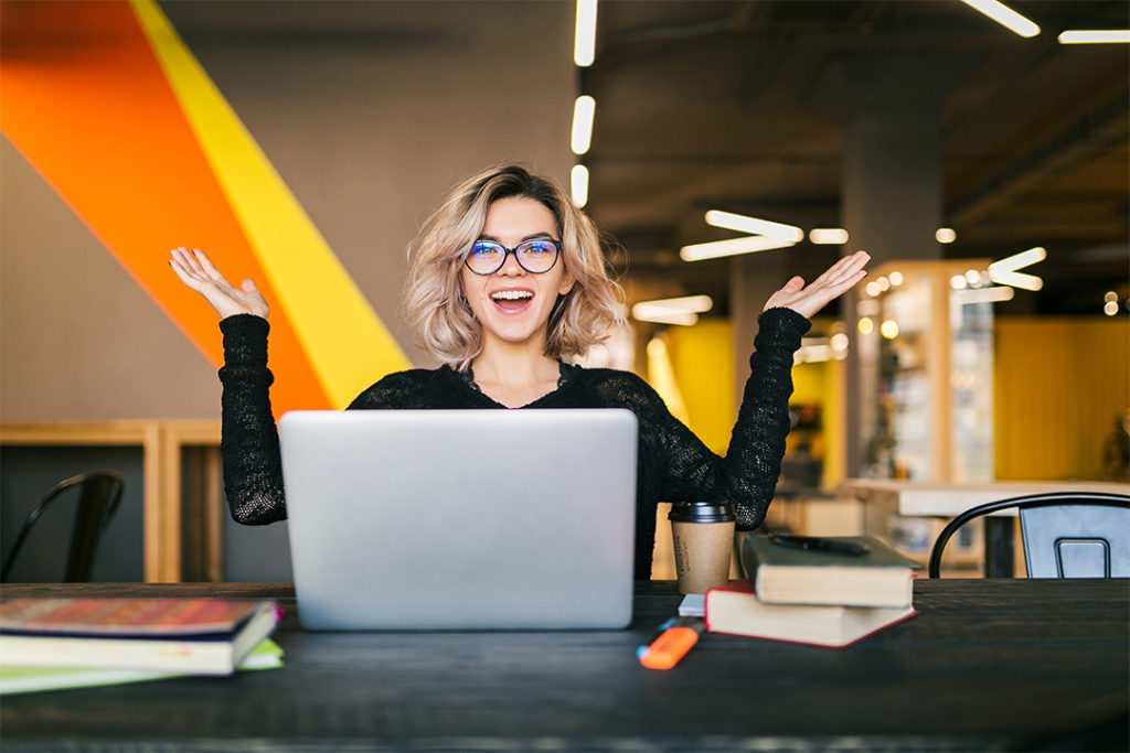 Woman working on laptop