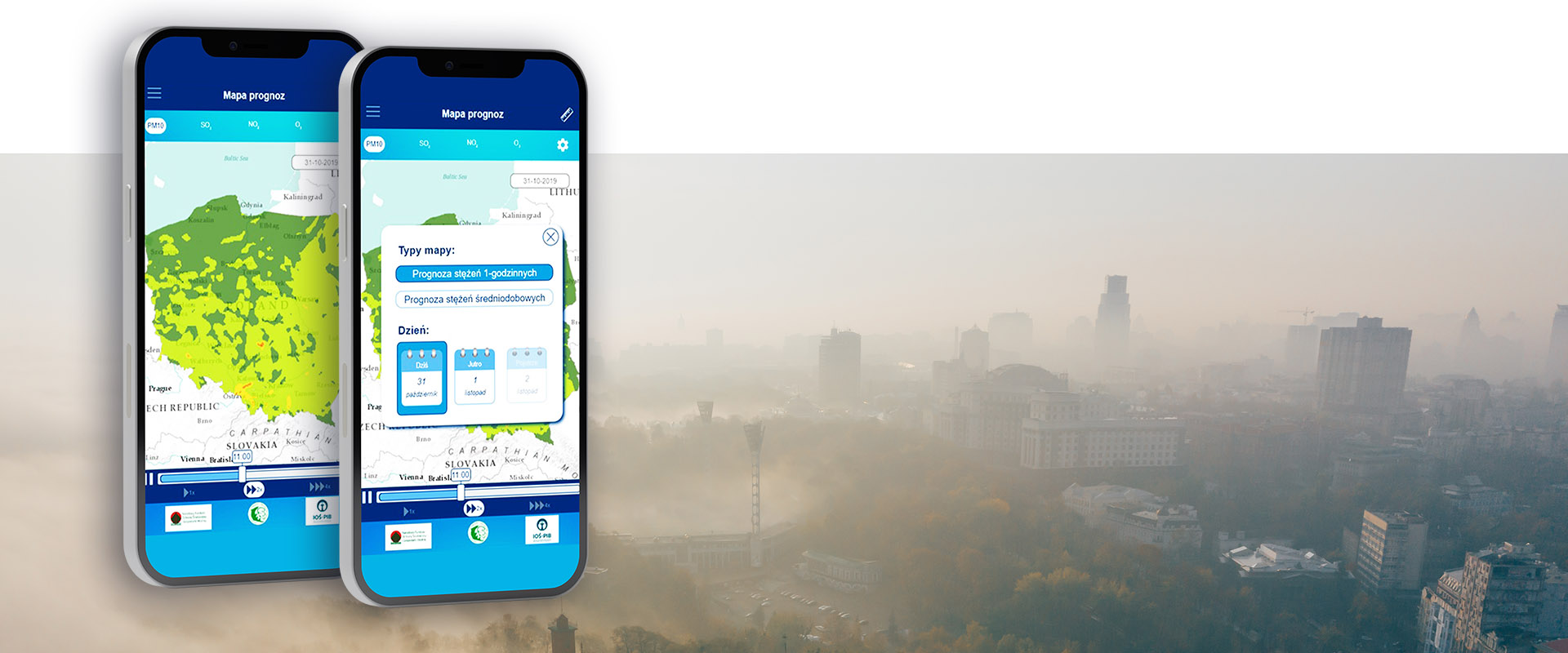 The portal and mobile applications to inform the public about the air quality in Poland.